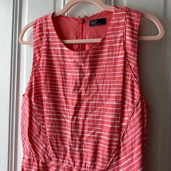 Gap Pink and White Striped Linen Blend Lined Mini Dress Size 10 - Picture 2 of 4